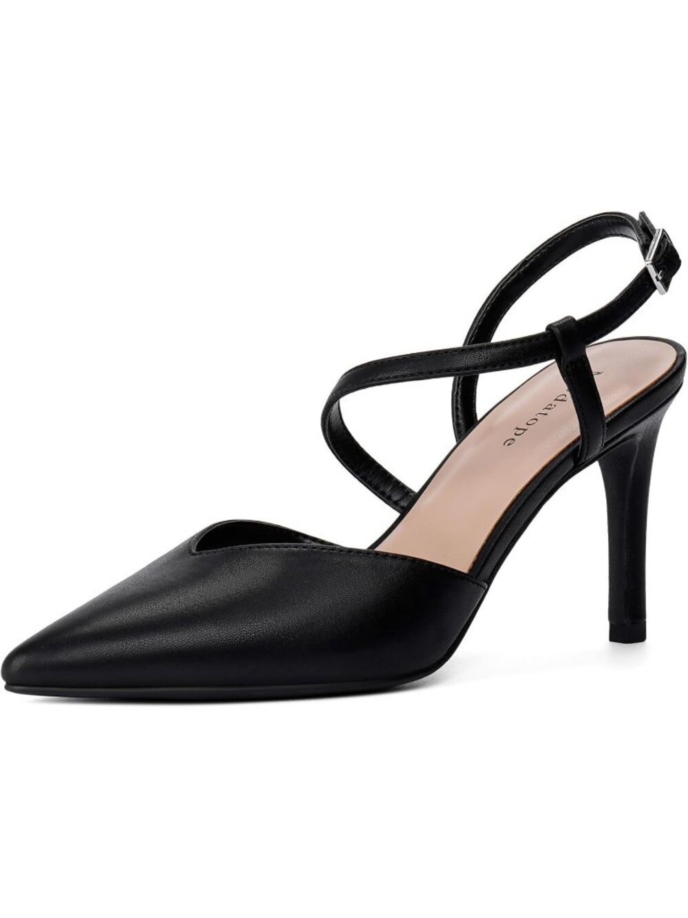Women's Black Closed Toe Ankle Strap Slingback Heels Pumps Party Wedding Shoes